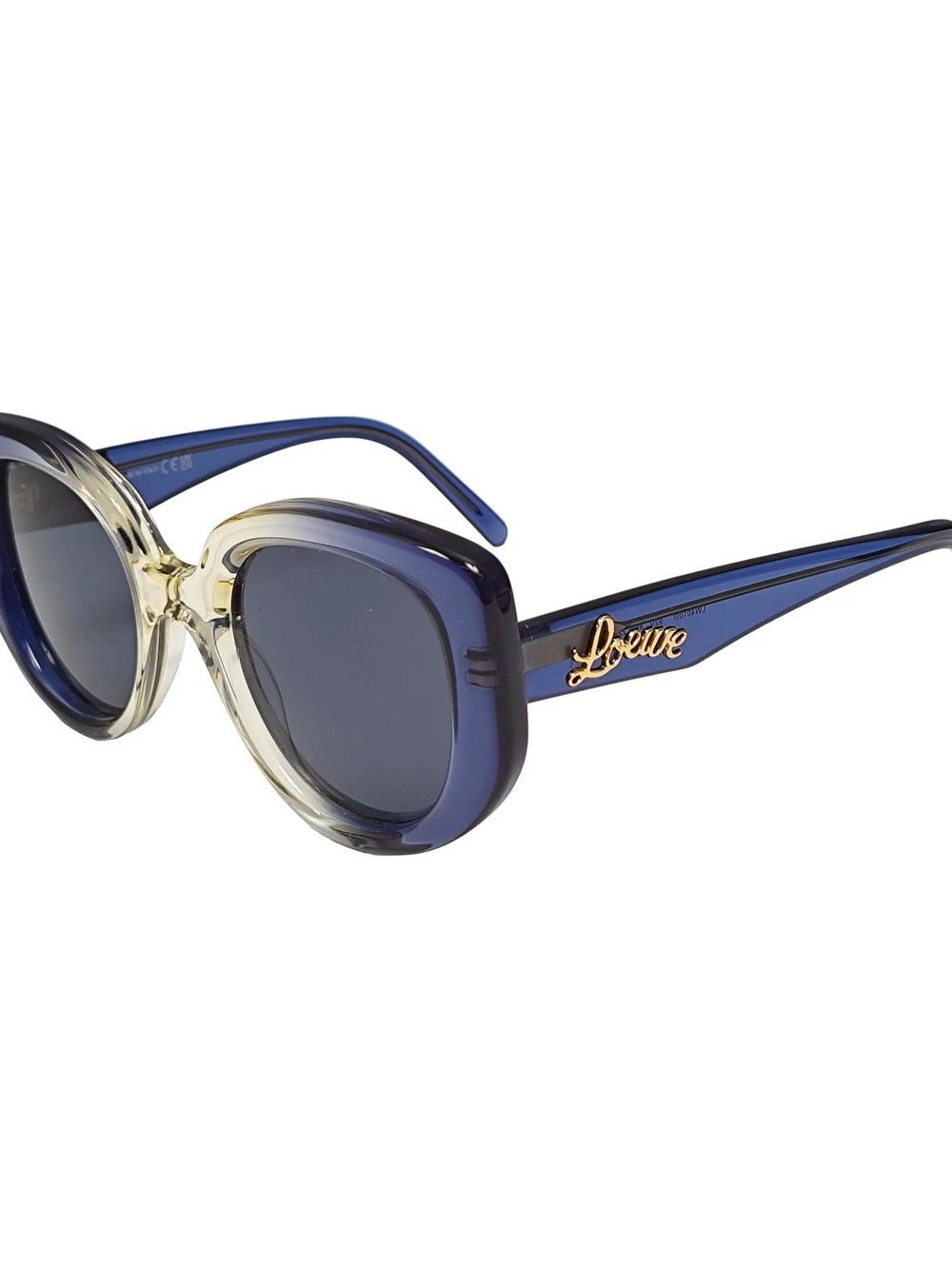 Loewe Blue Round Sunglasses with Gold Logo